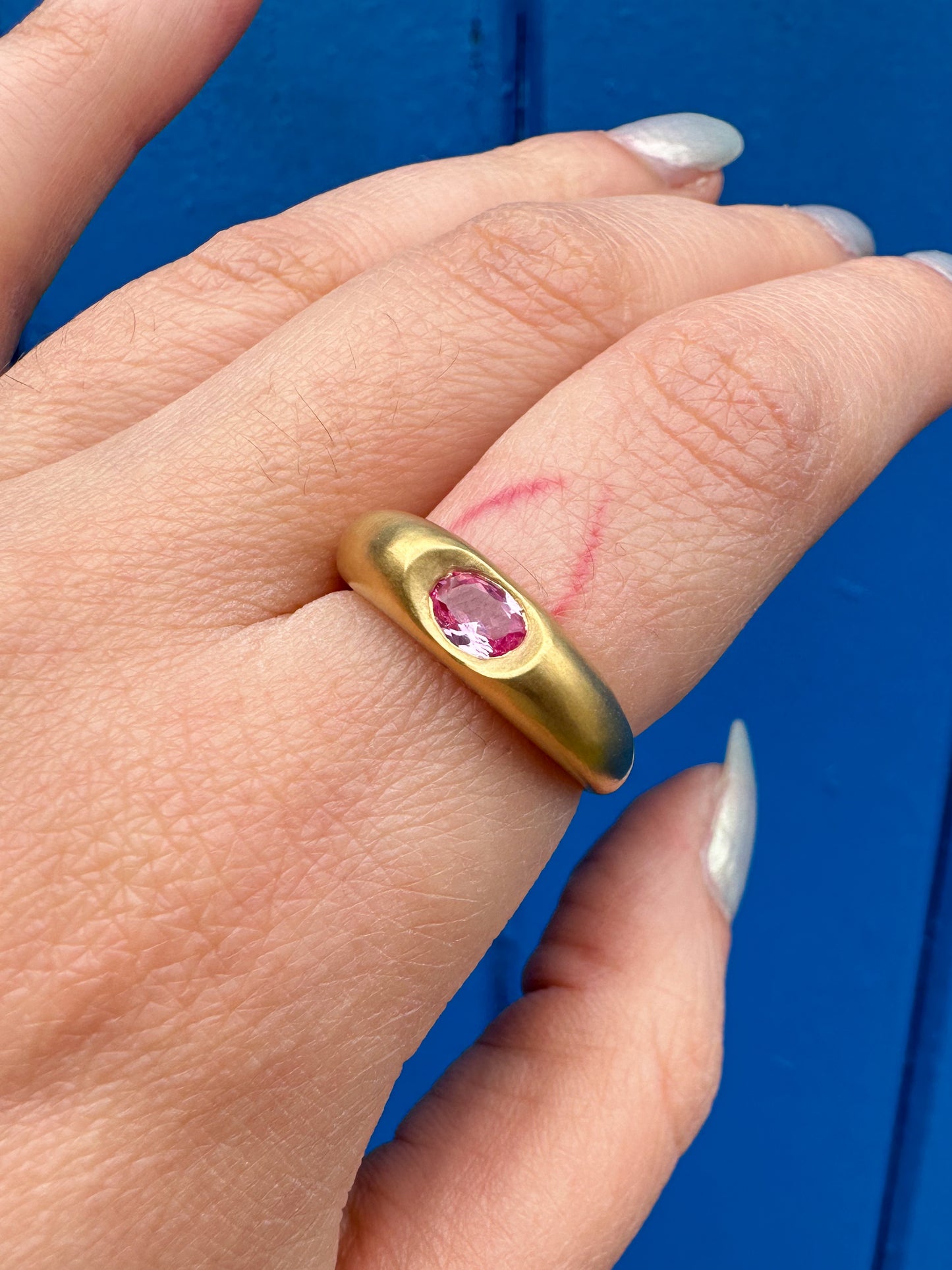 Orbed Gold with Pink Sapphire