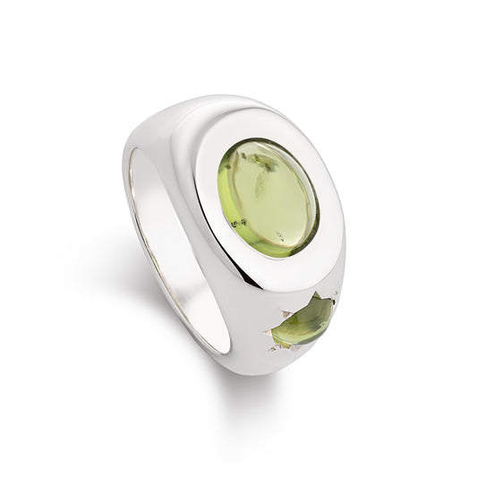 Double Peridot sideways signet