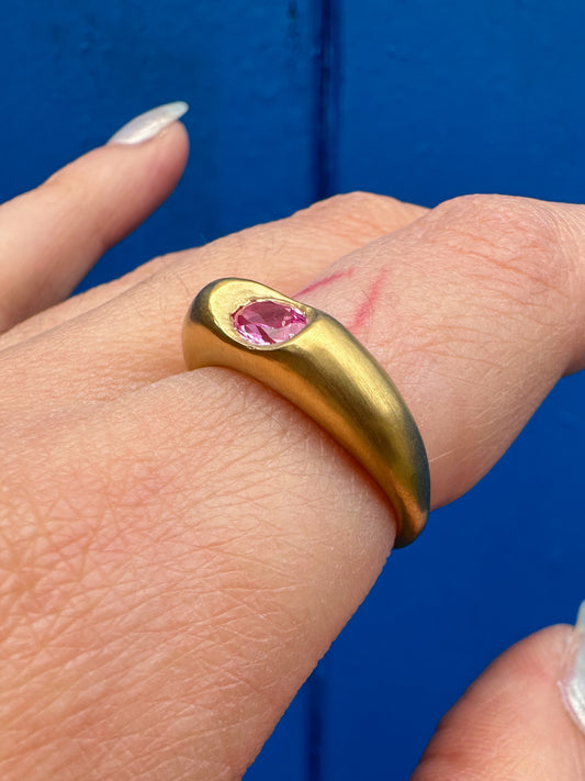 Orbed Gold with Pink Sapphire