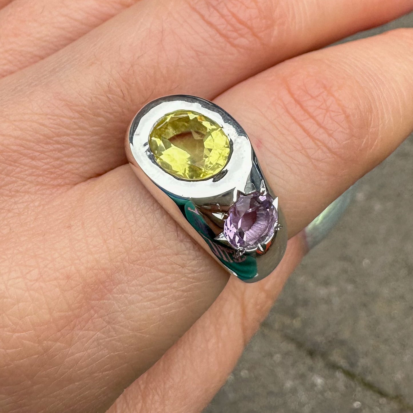 Lemon Quartz & Amethyst Sideway