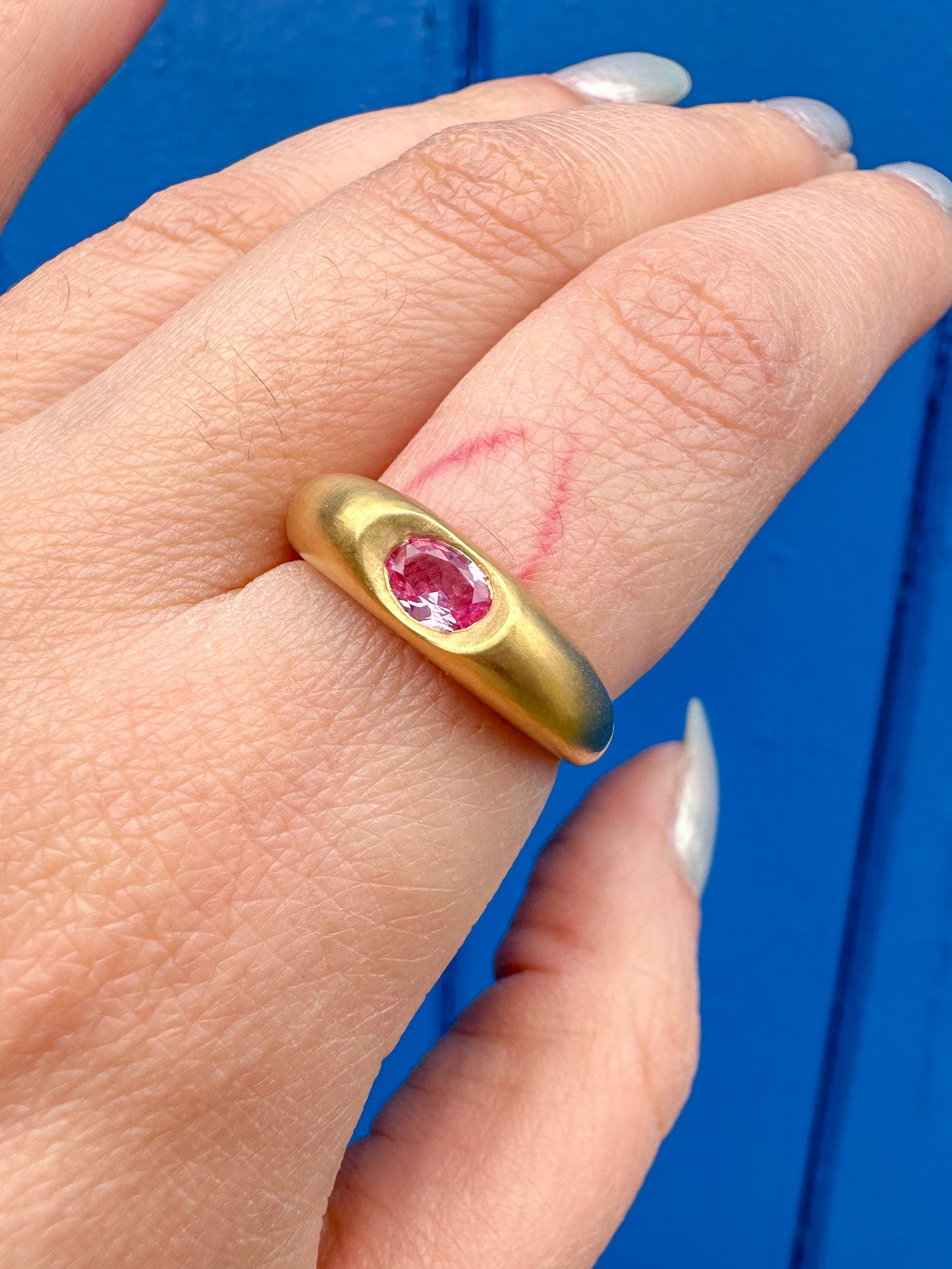 Orbed Gold with Pink Sapphire